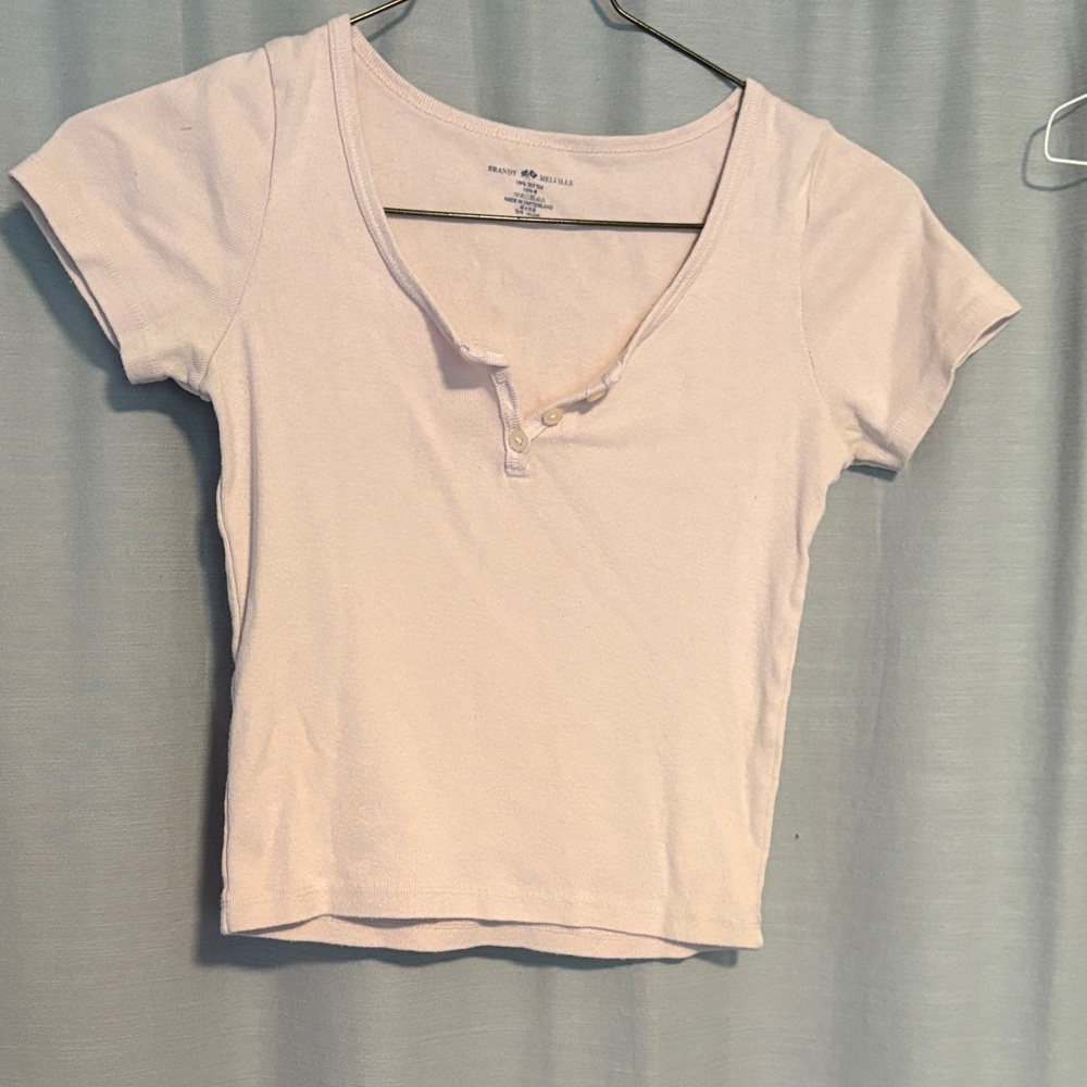 Brandy Melville pink tshirt with 3 buttons